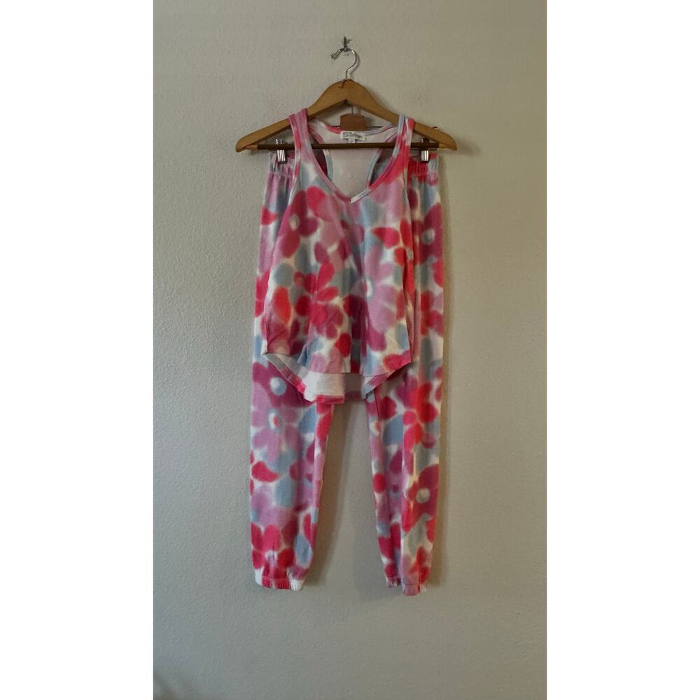 PJ Salvage Spread Kindness Tank & Pants Pajama 2 Piece Set XS Ivory Pink Floral - Picture 7 of 14